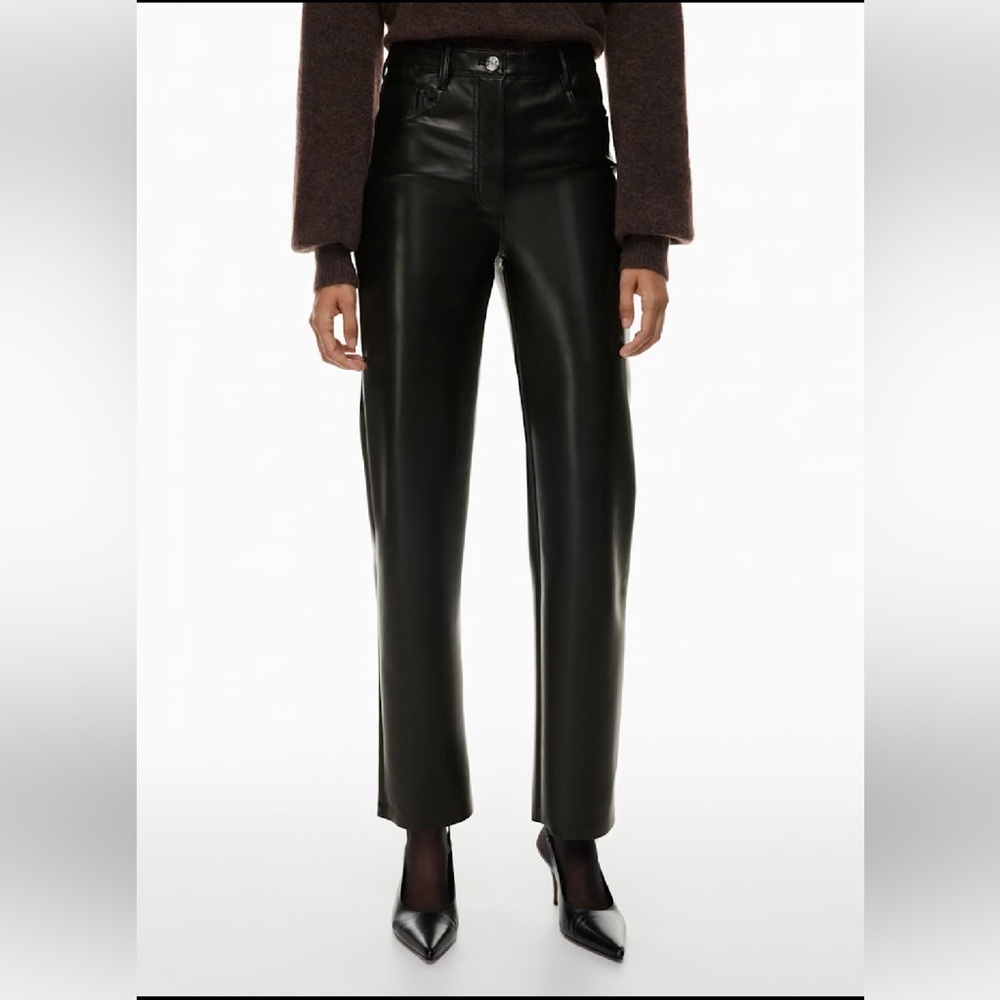 Aritzia Wilfred Melina Dark Brown Vegan Leather Pants